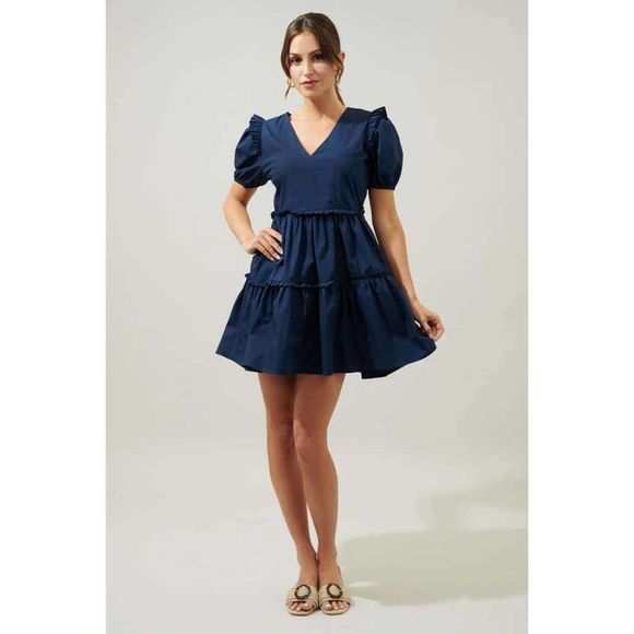 Collegiate Navy Poplin Mini Dress - Picture 6 of 6